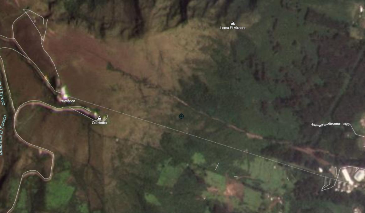 PlanetScope image of the upper part of the channel of the 31 January 2022 mudflow at La Gasca in Ecuador. 