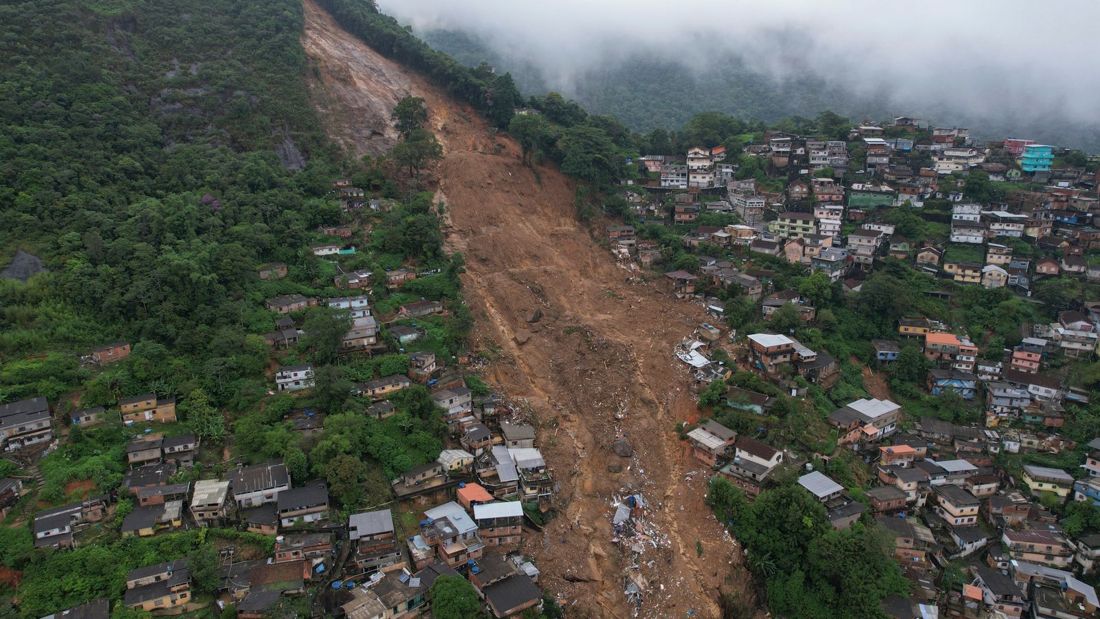 The upper portion of the landslide at Morro da Oficina in Petropolis.