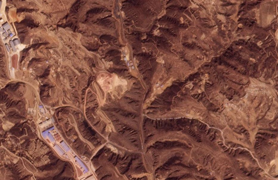 Satellite image of the site of the 27 March 2022 tailings dam failure at Wenquan Township in Shanxi Province China.