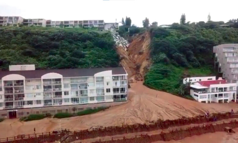 Highly destructive gully formation at Umdloti, near to Durban in South Africa. 