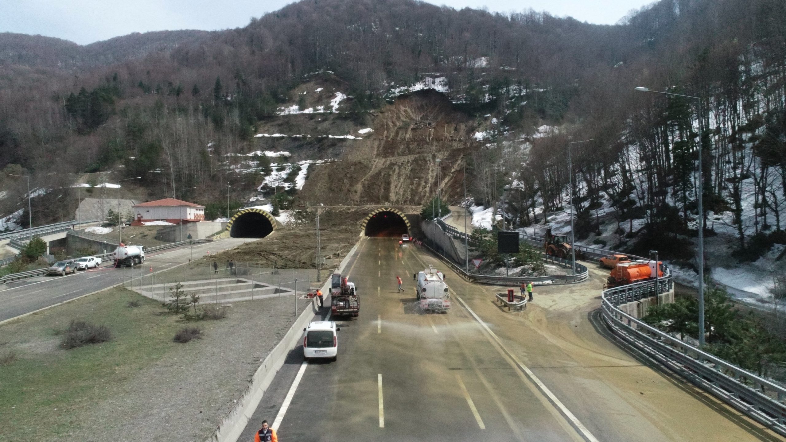 The aftermath of the landslide at Mount Bolu in Turkey. 