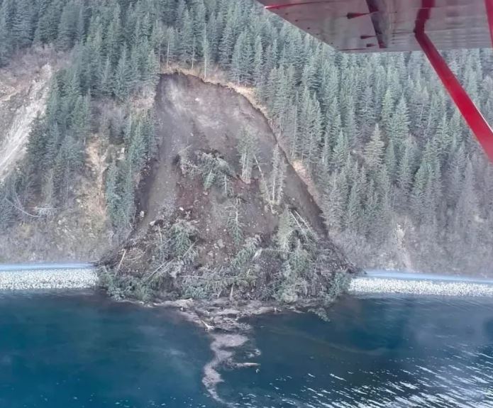 The Lowell Point landslide close to Seward in Alaska, USA. 