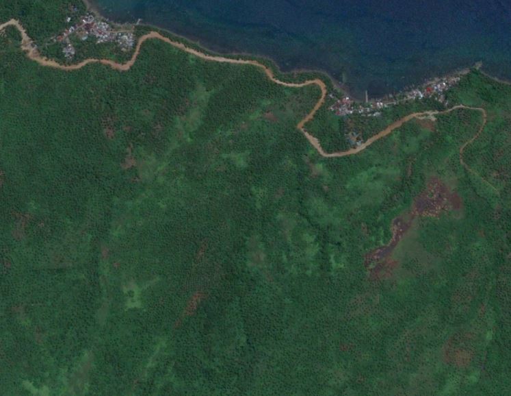 Google Earth image from June 2016 showing the site of the Pilar landslide in the Philippines.
