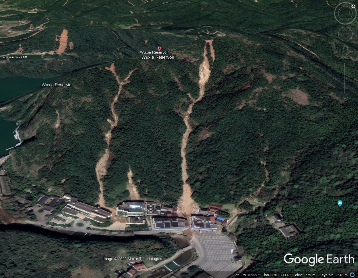 Damaging debris flows triggered by the 10 June 2021 rainfall event at Wuxie in China.