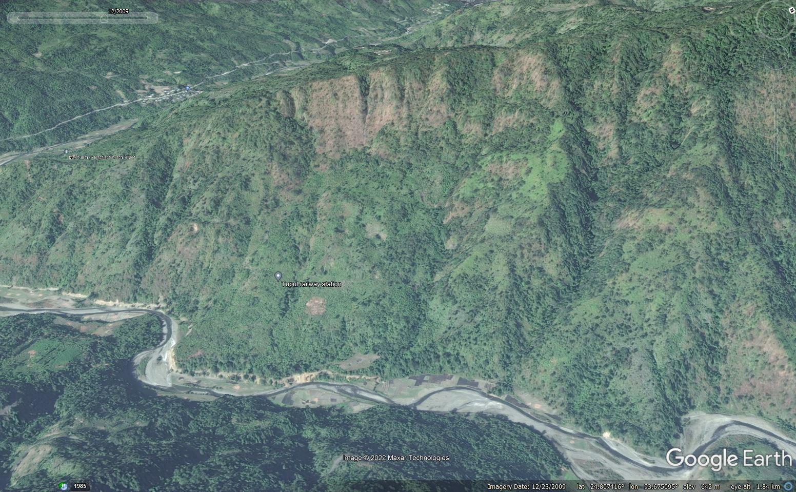 The site of the 30 June 2022 Tupul landslide in Manipur, India.