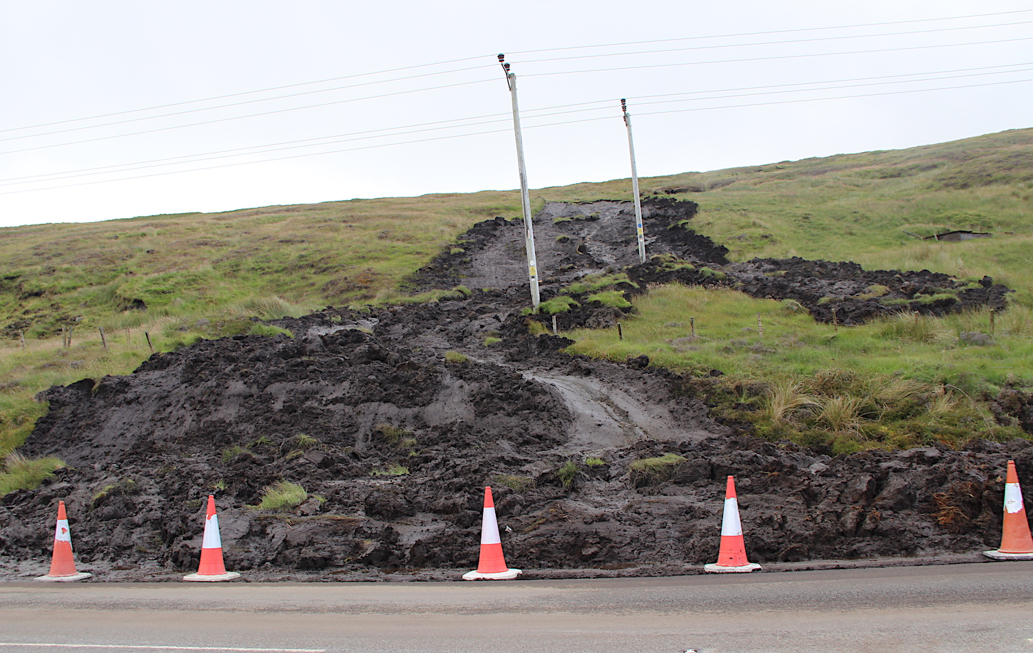 The 24 July 2022 landslide at Vidlin Junction in Shetland. 
