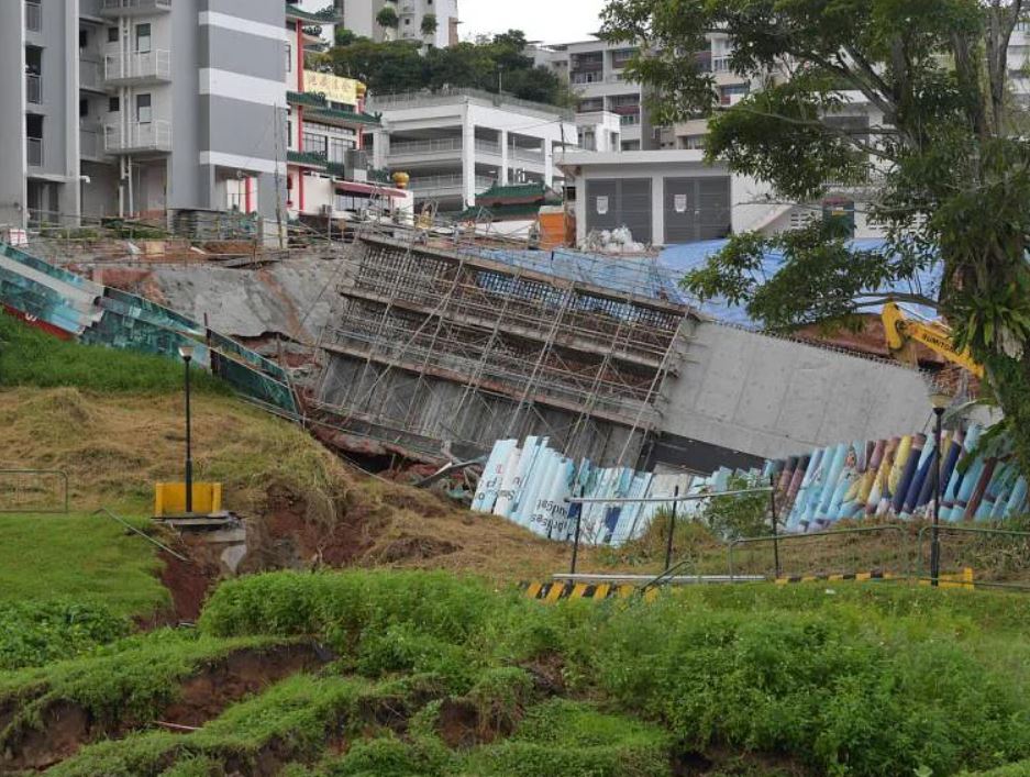The aftermath of the 2 September 2022 Clementi landslide in Singapore. 
