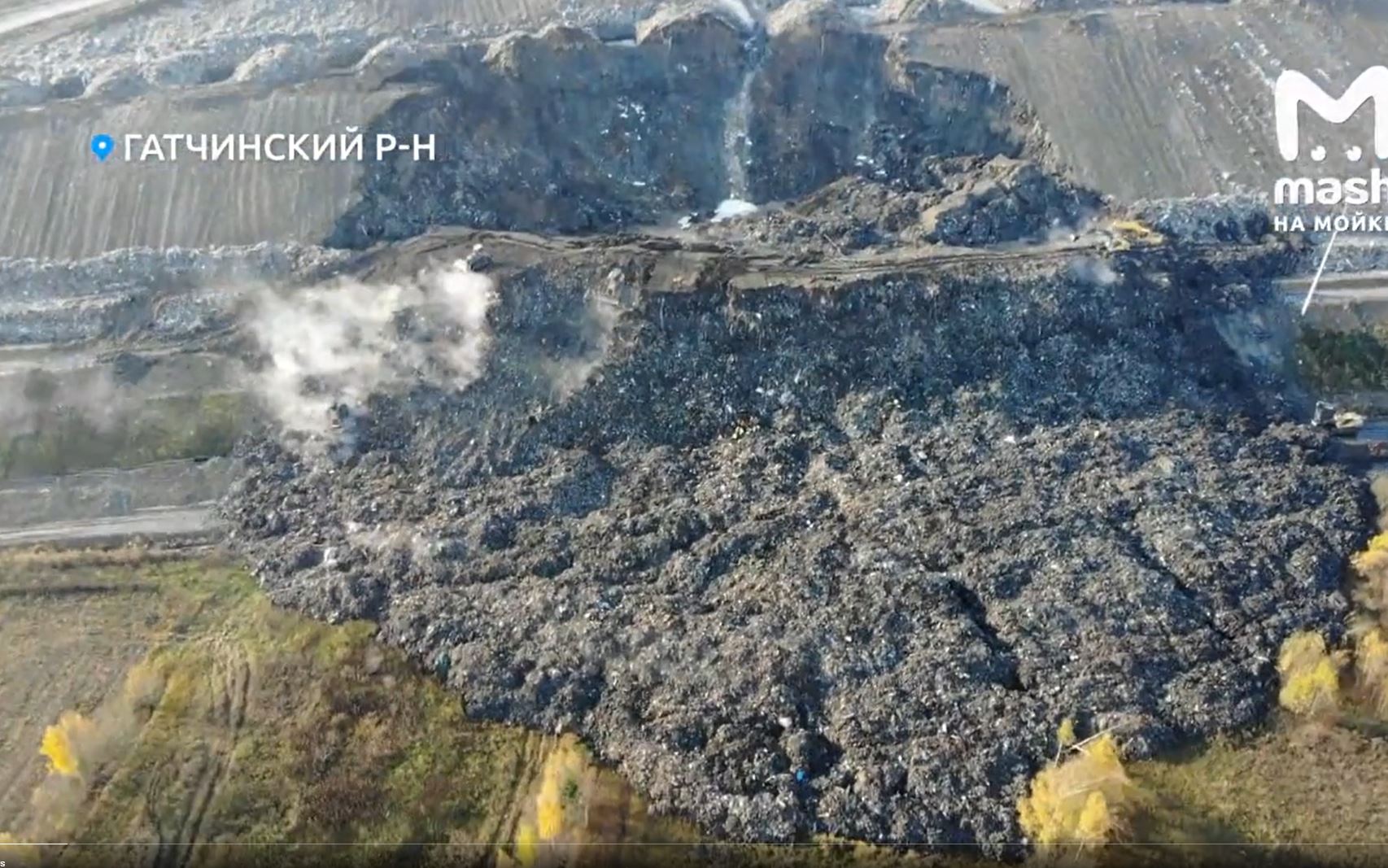 The landslide at a landfill site Novyi Svet (Новый свет) in Russia.
