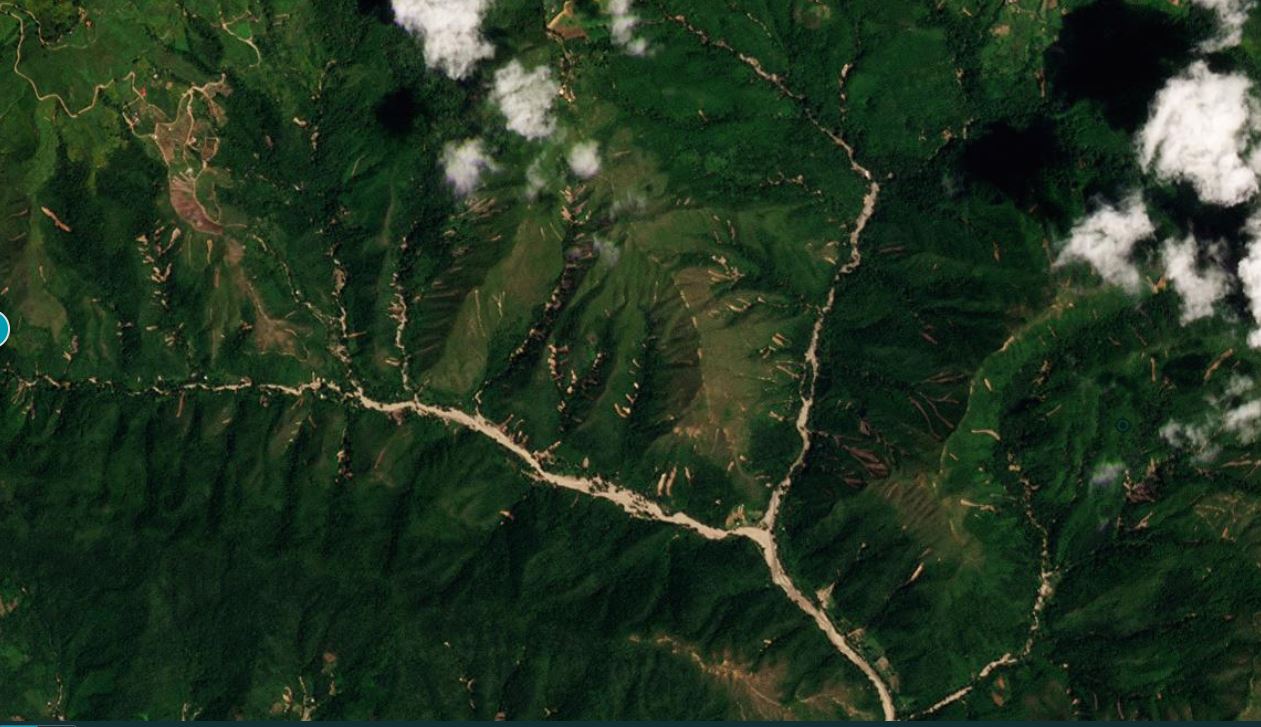 Satellite image of the source area of the Las Tejerías landslide disaster in Venezuela after the mudslide of 8-9 October 2022. 