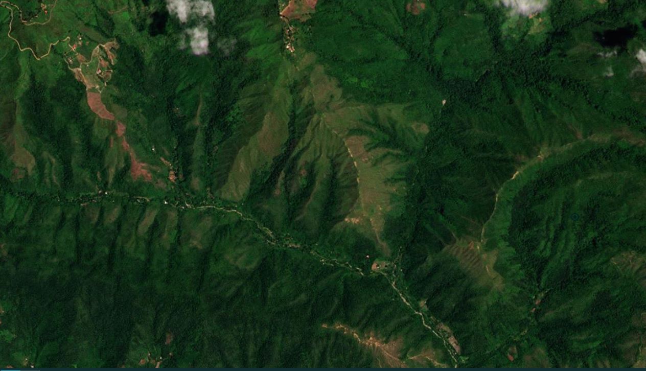 Satellite image of the source area of the Las Tejerías landslide disaster in Venezuela before the mudslides of 8-9 October 2022. 