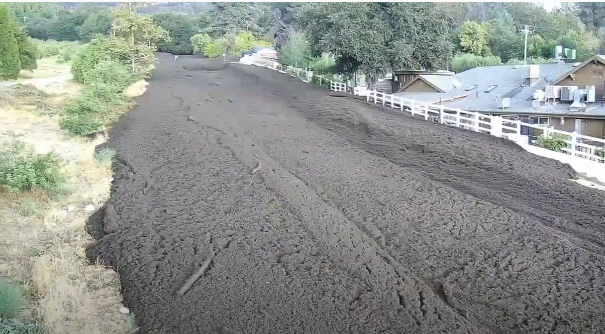 One of the debris flow pulses in Yucaipa, California.  