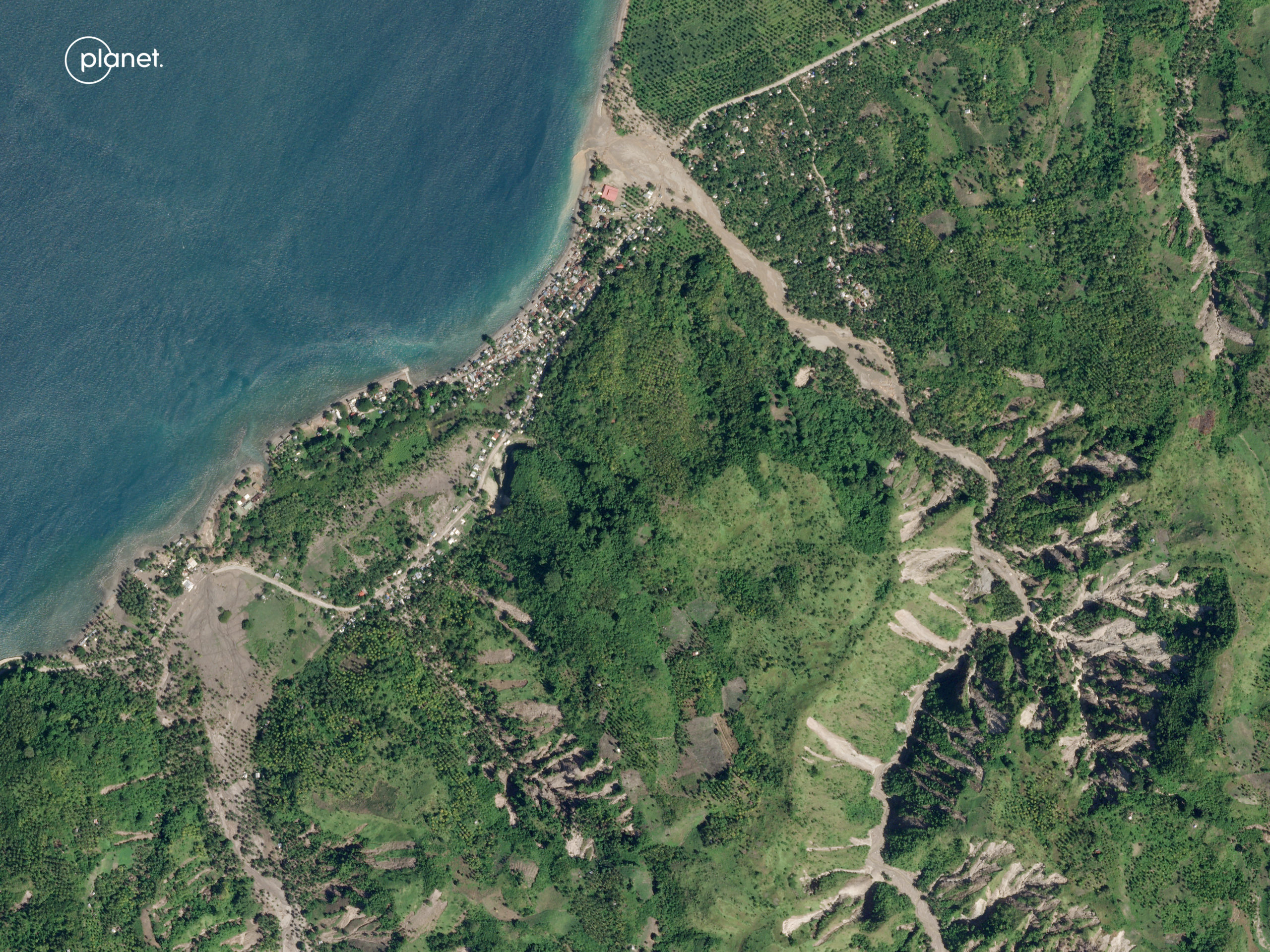 Planet Labs SkySat image of the Kusiong landslides in the Philippines.