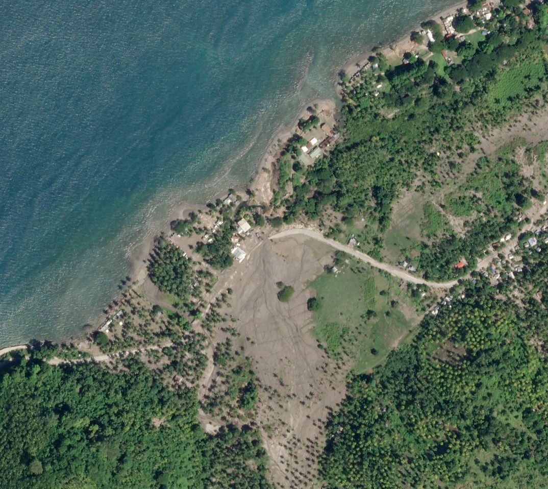 Planet Labs SkySat image of a destructive debris flow, part of the Kusiong landslides in the Philippines.