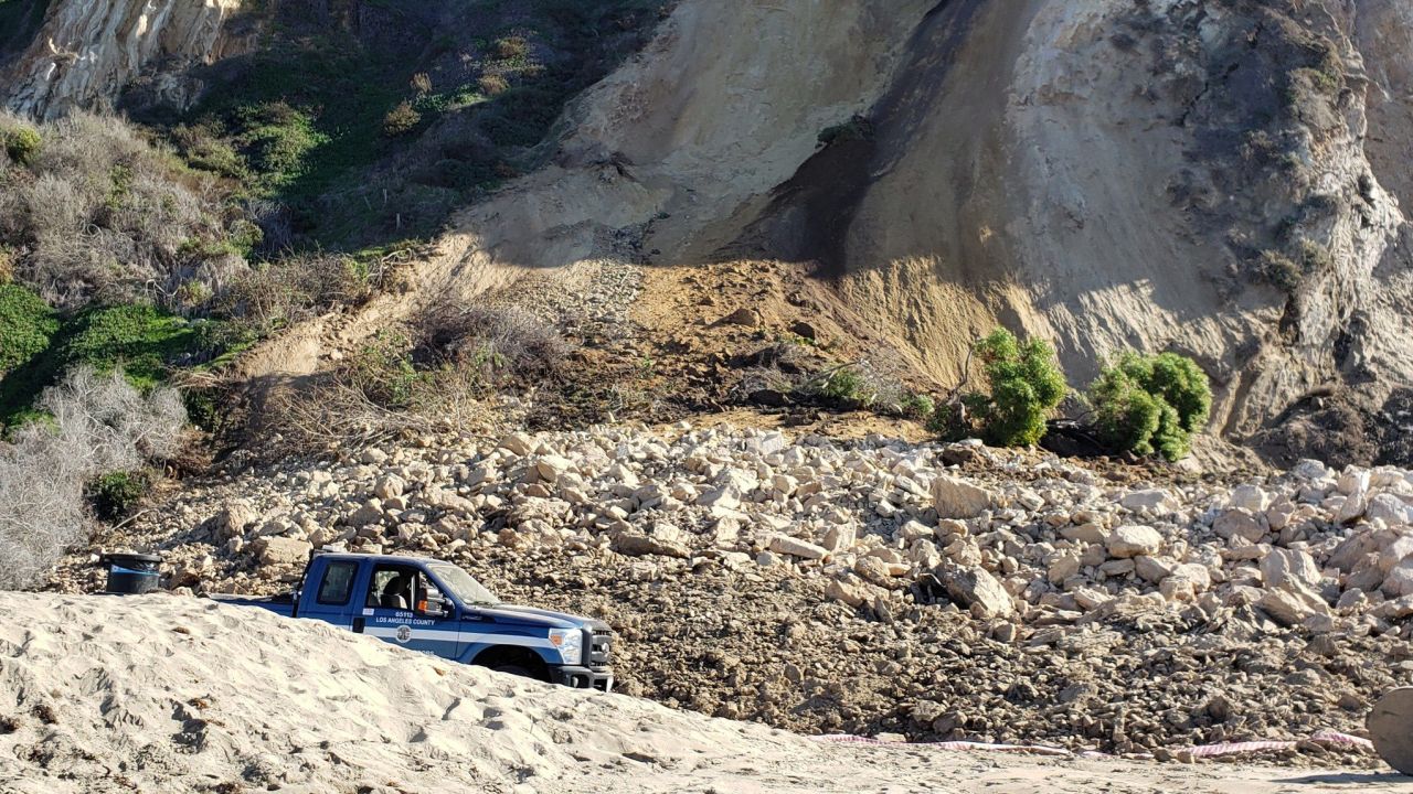 The debris from the landslide at Palos Verdes Estates
