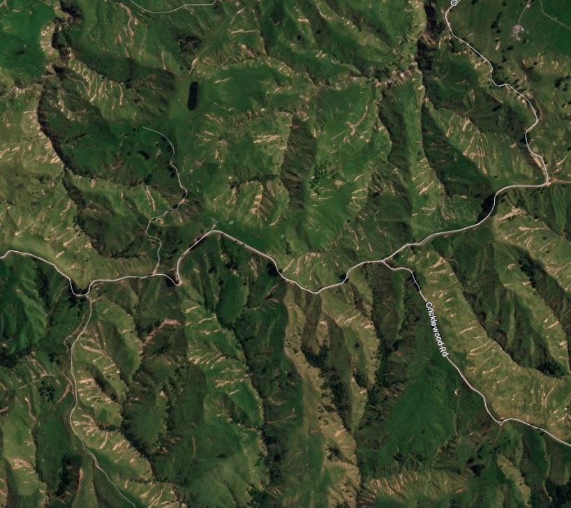 Satellite imagery showing landslides in the Wairoa area, triggered by recent rainfall