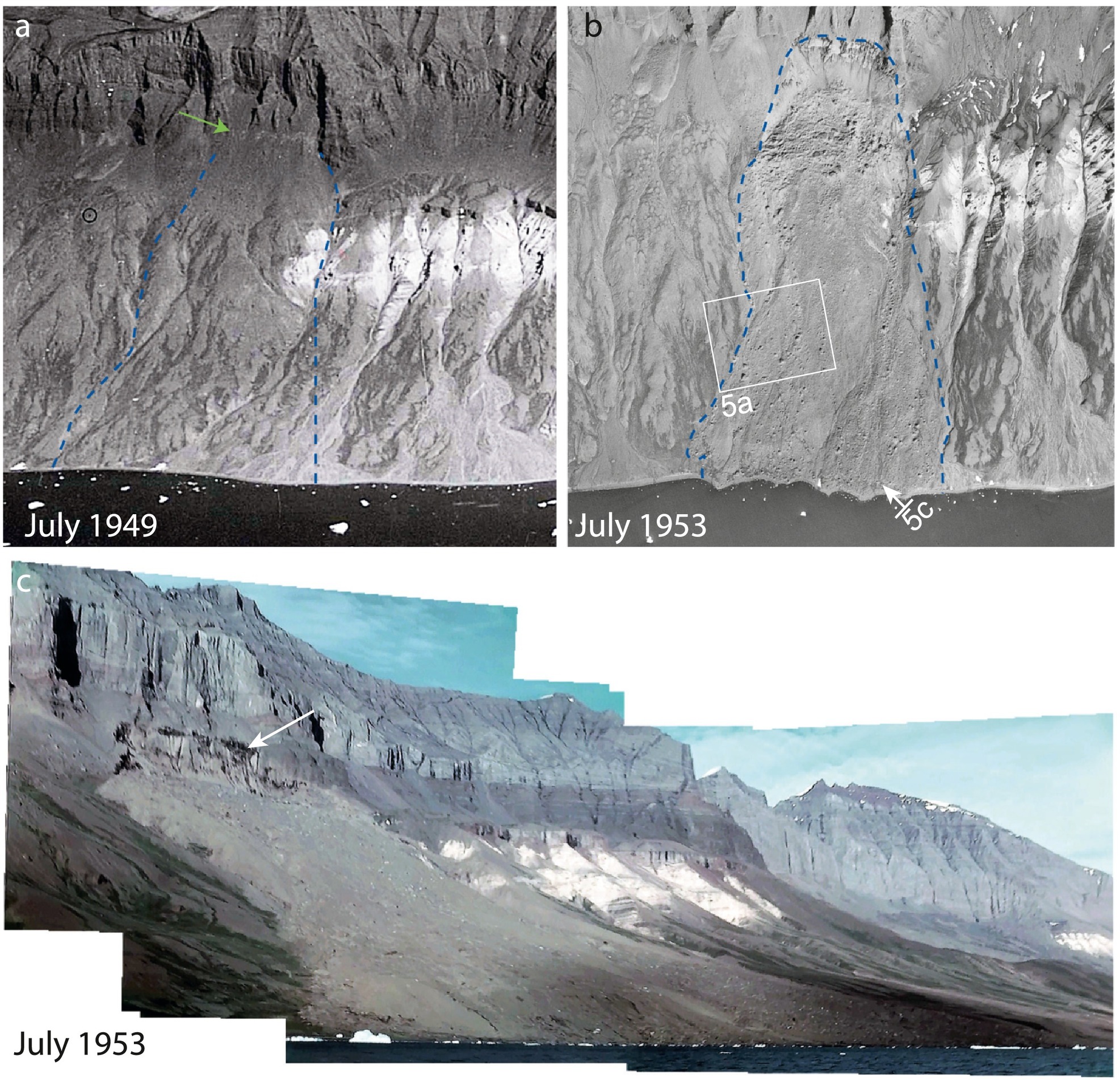Historic images of the 15 December 1952 Niiortuut landslide in Greenland, from Svennevig et al. (2023).  