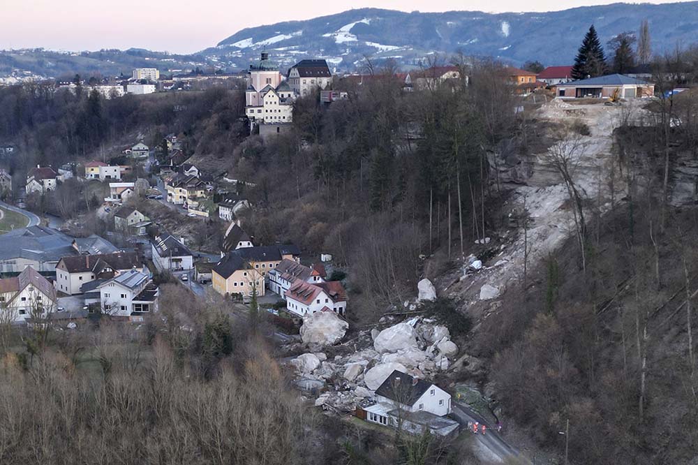 The aftermath of the rockfall at Steyr in Austria.