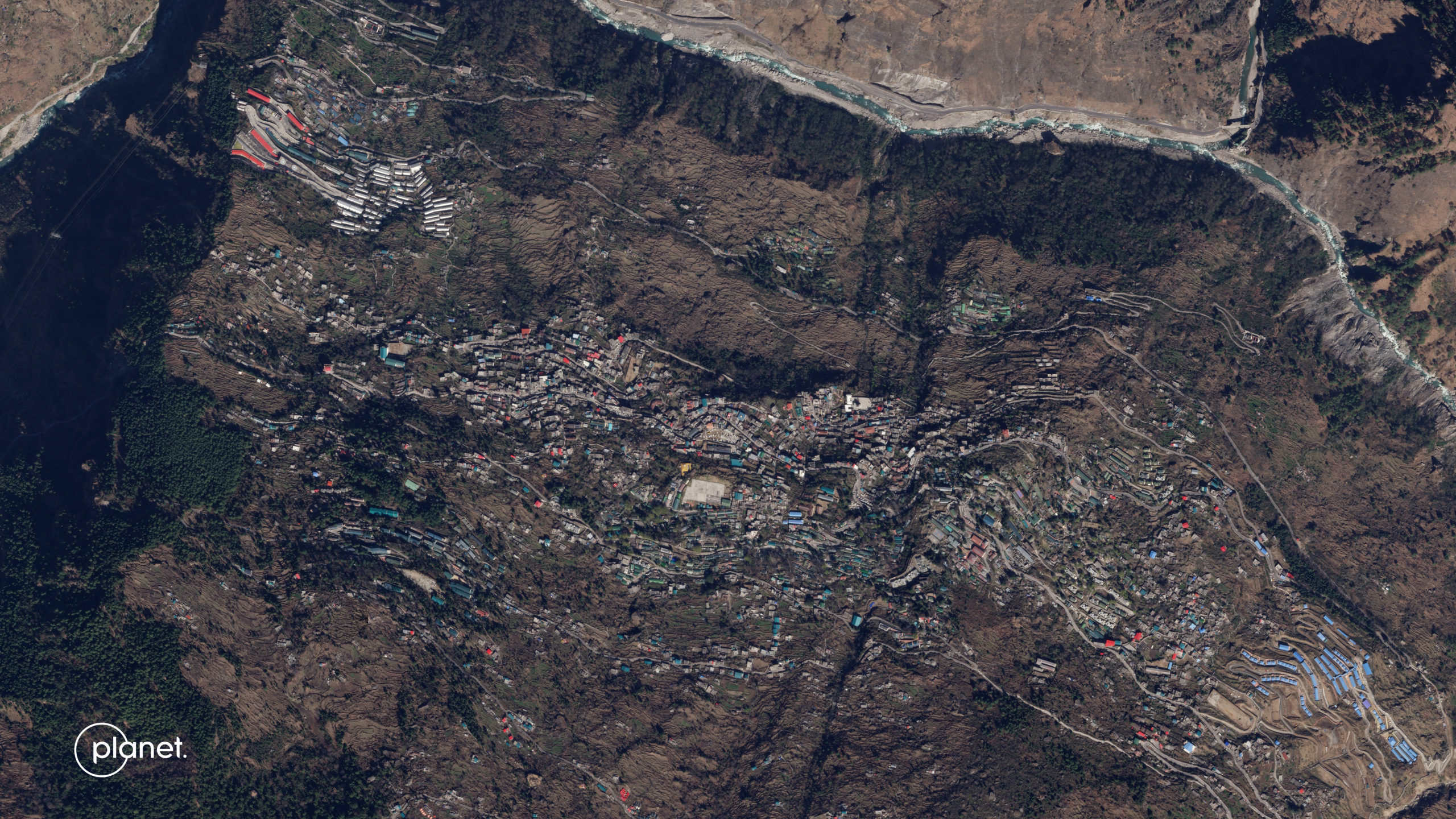 High resolution image of the Joshimath landslide.