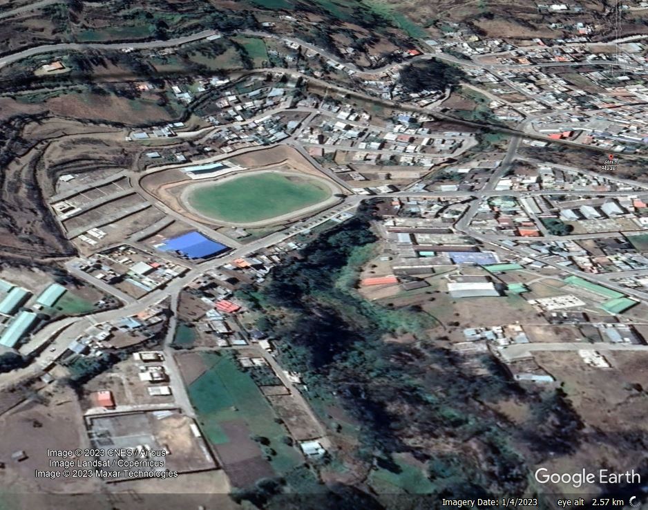 Google Earth image of the site of the very large 26 March 2023 landslide at Alausí in Ecuador.