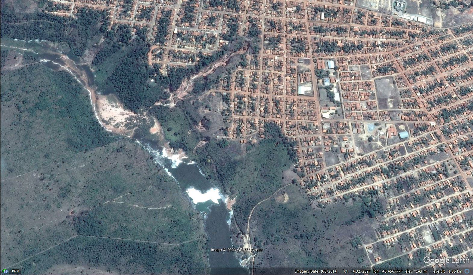 Google Earth imagery of the site of some of the landslide problems at Buriticupu in Brazil. Image from 2014.