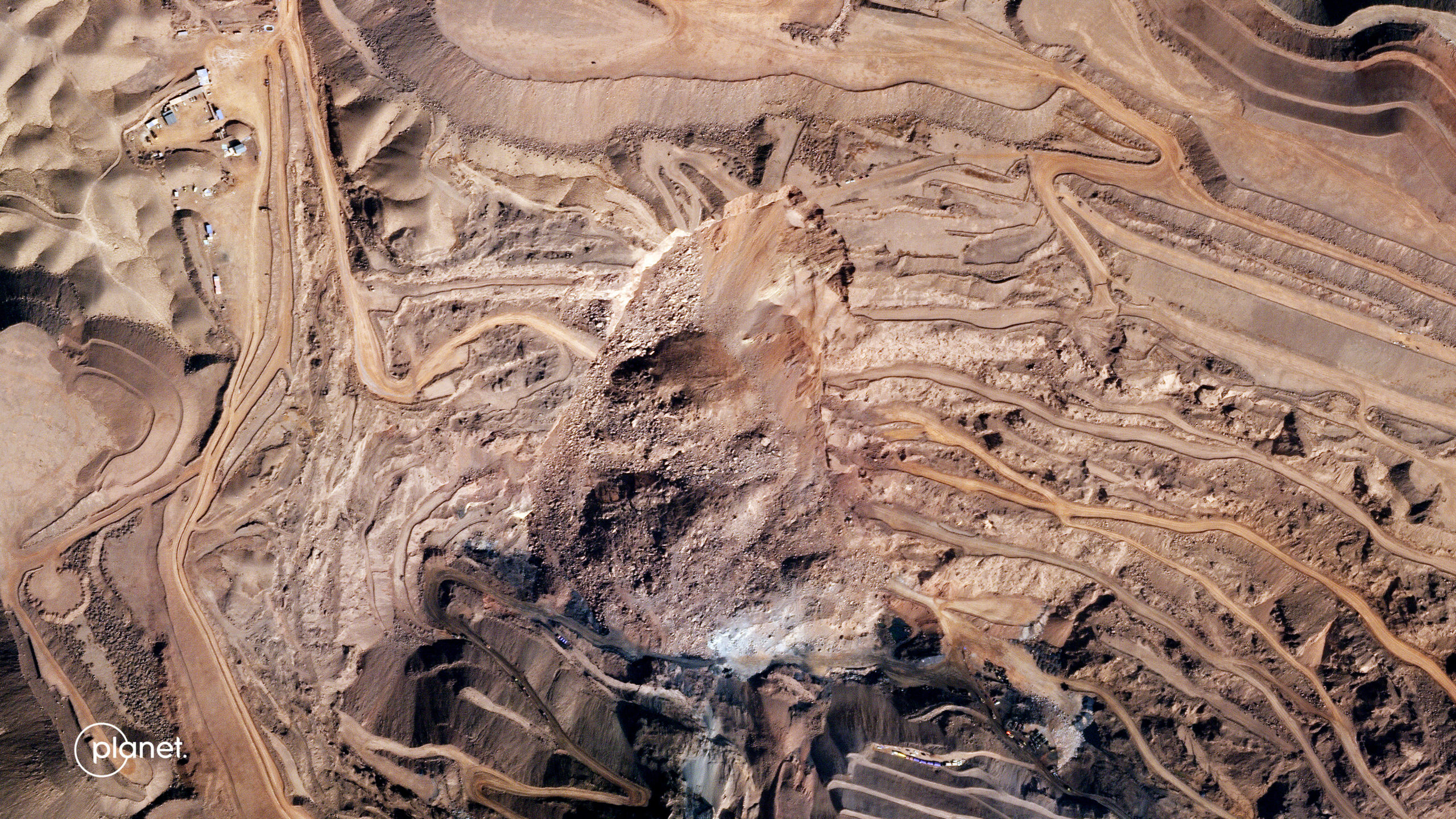 SkySat image of the detail of the 23 February 2023 coal mine landslide in Alxa League, China.