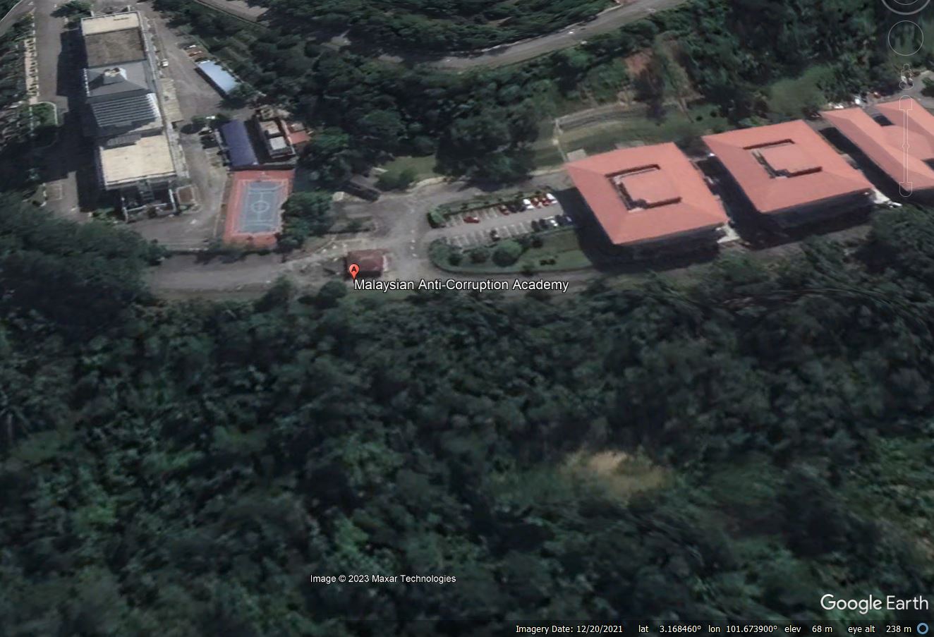 Google Earth image of the site of the 25 April 2023 landslide at Bukit Tungu in Malaysia.
