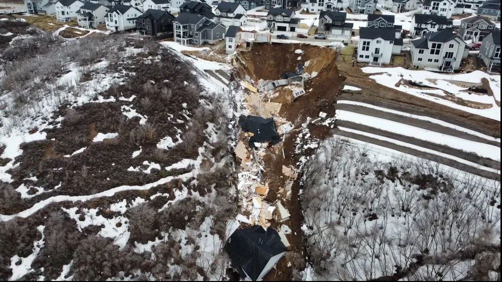 The aftermath of the landslide at Draper in Utah.