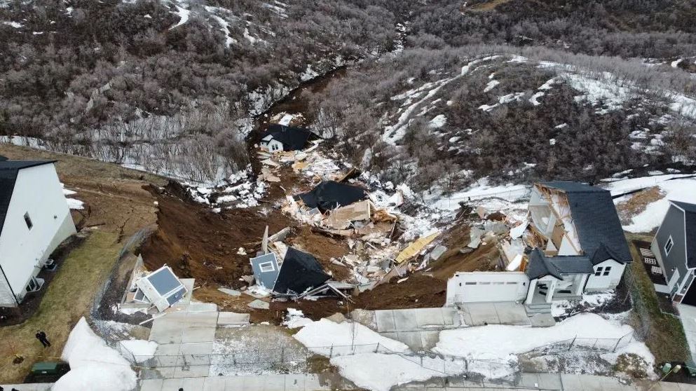 The aftermath of the landslide at Draper in Utah. 