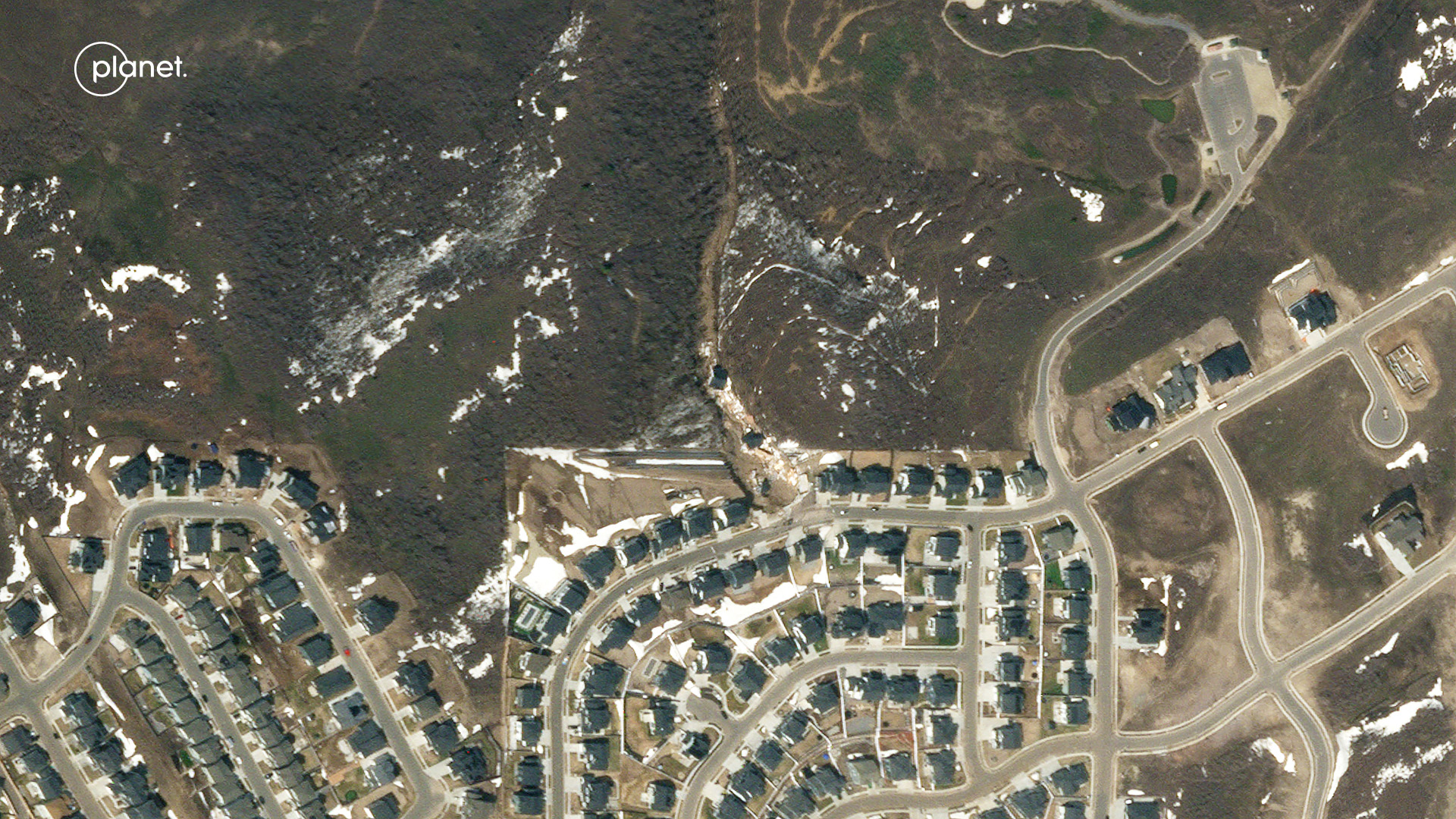 Planet SkySat image of the site of the 22 April 2023 landslide at Draper in Utah. 