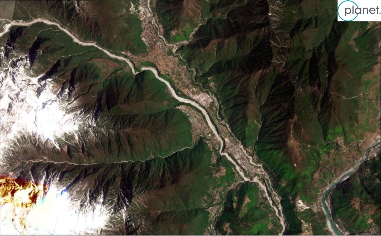 Planet satellite image of Moxi in Sichuan, China, collected before the Luding earthquake