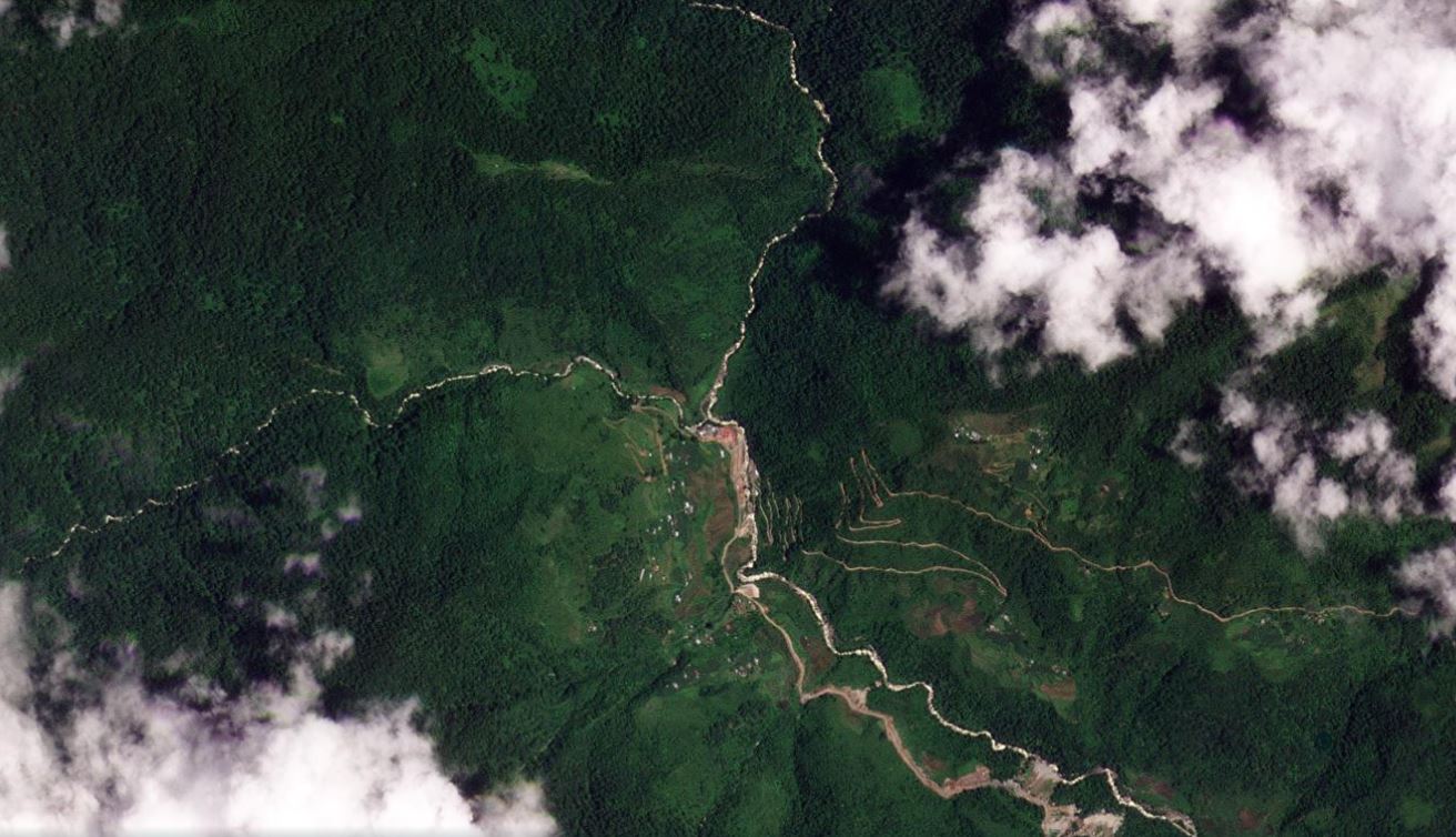 The site of the 20th July 2023 debris flow at Ungar in Bhutan. 