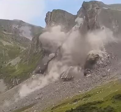 The rockslope collapse near to Bisisthal in Switzerland on 30 July 2023. 