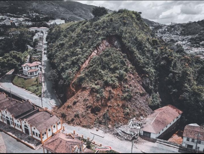 The aftermath of the 13 January 2022 landslide at Ouro Preto in Brazil.
