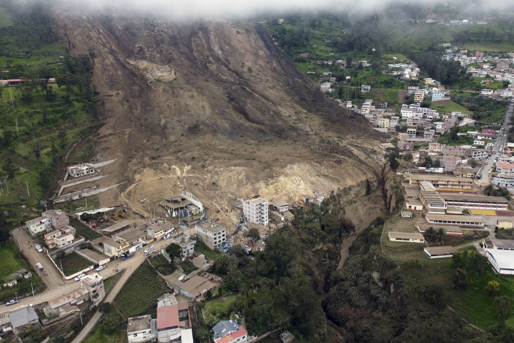 The toe of the very large 26 March 2023 landslide at Alausí in Ecuador.