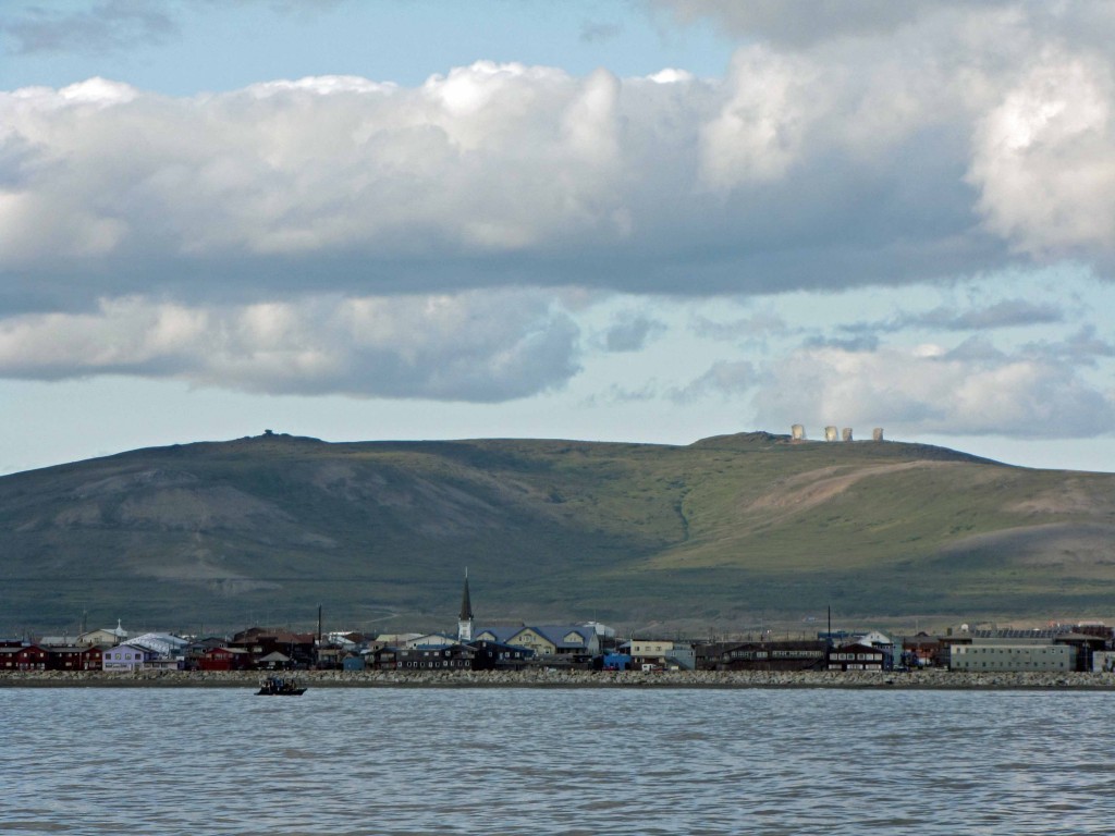 Anvil Hill and the town of Nome from the harbor. Photo courtesy of Evelyn Mervine.