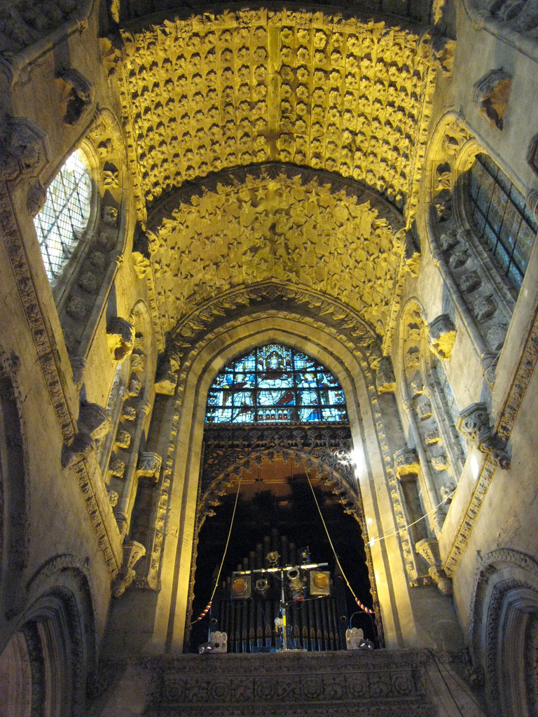 Part of the "starry sky" on Rosslyn Chapel's ceiling; photo by Jan on Flickr.