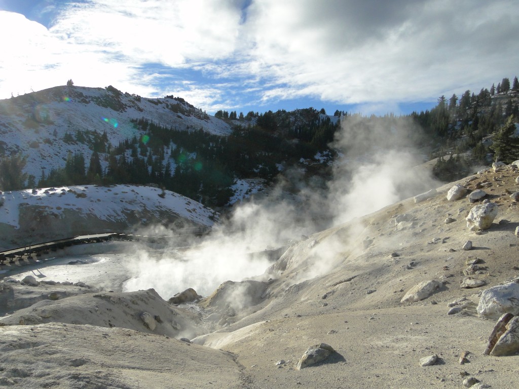 An example of a surface manifestation of a volcanic hydrothermal system at Bumpass Hell, Lassen Volcanic National Park.