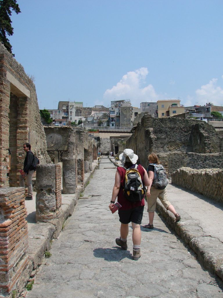 Geologists wandering the ruins of Herculaneum, Italy on a 2009 field trip