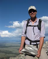 Callan holds a sample of basement complex in Wyoming's Teton Range.
