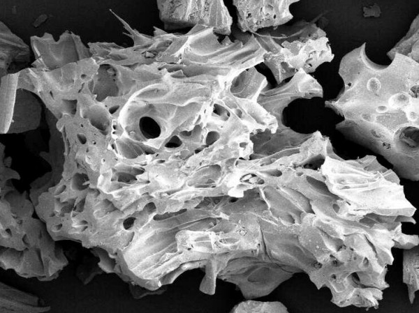 Magma explodes because it has gas (dissolved as just 5 percent of the mass). The start of your troubles is when it turns into bubbles because the whole lot expands rather fast. By John Stevenson (@volcan01010), volcanologist at Edinburgh University. SEM image of an ash grain from an explosive subglacial rhyolite eruption in Iceland (John Stevenson).