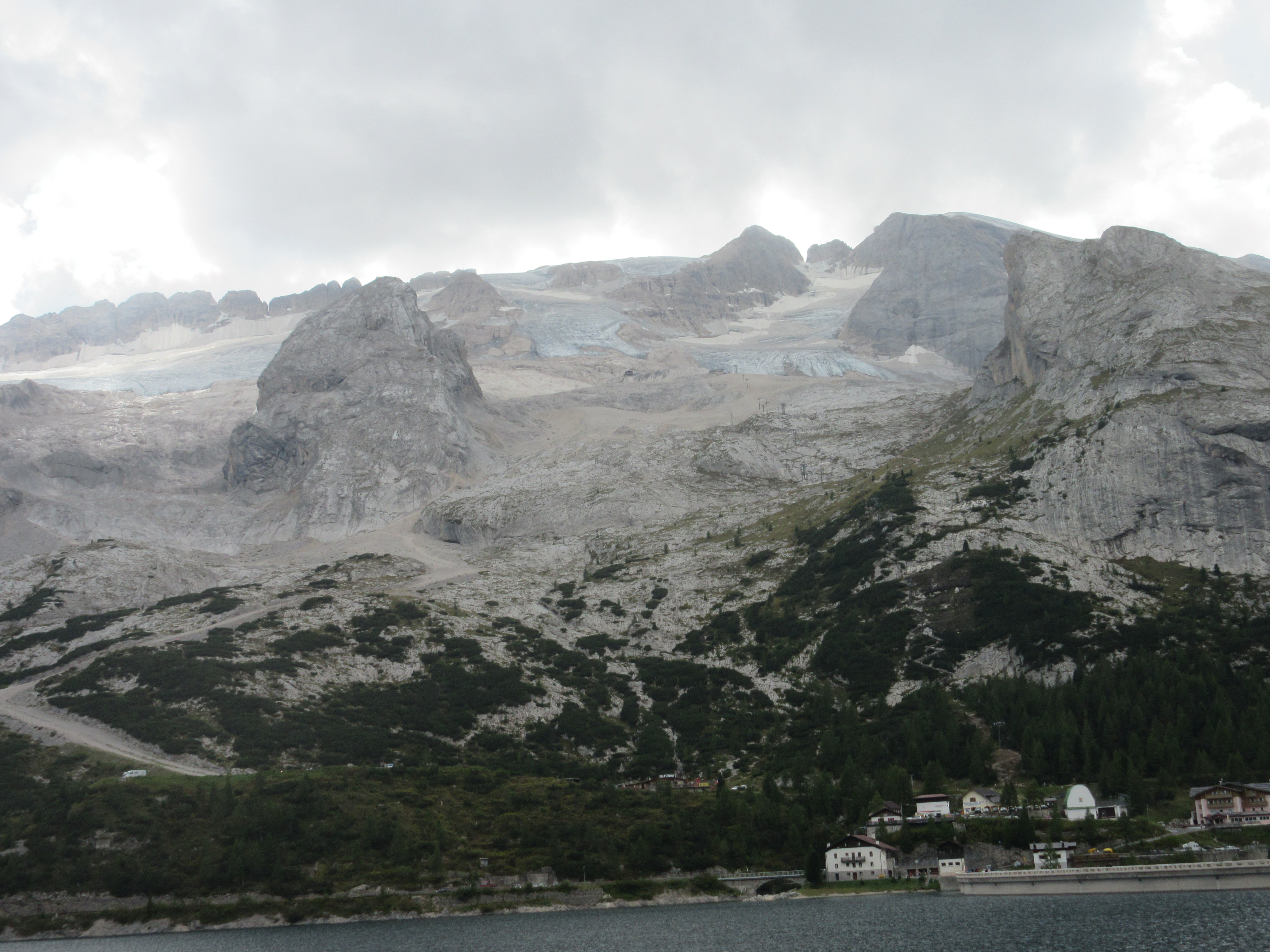 The rapidly disappearing Marmolada glacier in the Dolomites in northern Italy, near the Austrian border. 