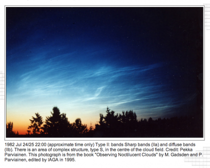 Noctilucent Clouds- from NASA See description.