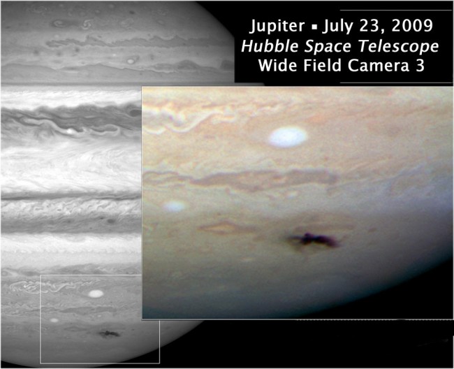 The Hubble Telescope, still being calibrated after the Shuttle repair, was quickly turned toward Jupiter. The result is stunnig!