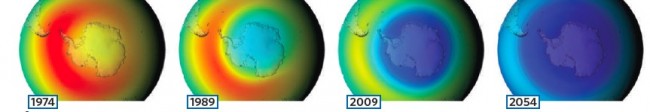 The Ozone layer owuld have been nearly gone by the 2060's if rapid and coordinated action had not been taken by the nations of the World. Image from NATURE Aug 13, 2009. The paper in Nature is highly recommended! 