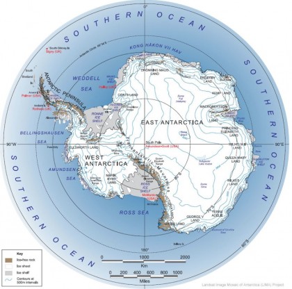 We will fly from Christ Church to McMurdo and then to the Pole. Map from geology.com Mouse image for full size.