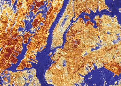 NASA Landsat image of New York City's urban heat island.