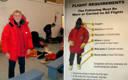 What you have to wear on the flight from Christ Church to McMurdo! Image ctsy Scientist Herman Kolanoski