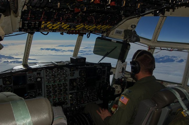 Flight deck of the C17 over Antarctica. Pic from Ed Forgotson of CBS News who was part of our group.