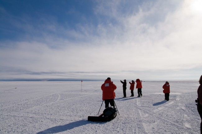Waiting for the plane on McMurdo Sound. It takes an hour to get to the runway from McMurdo on Ivan the Terra Bus.