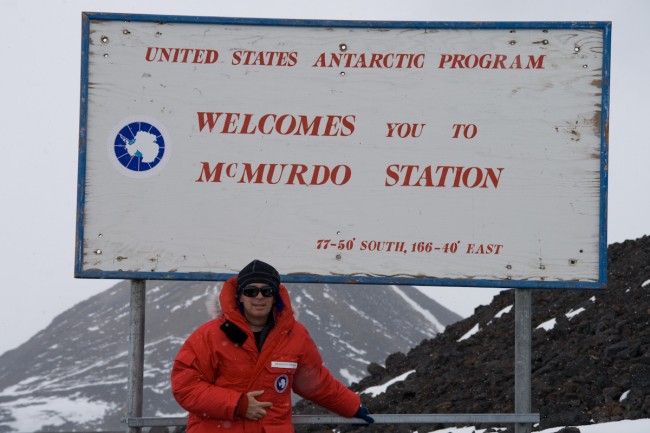 Me at the entry sign into McMurdo.